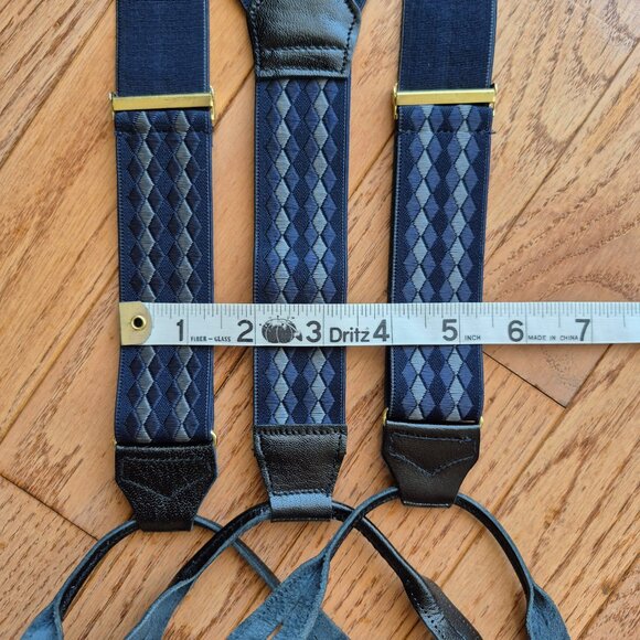 Albert Thurston Blue Diamond Argyle Elastic Suspenders - Picture 15 of 15